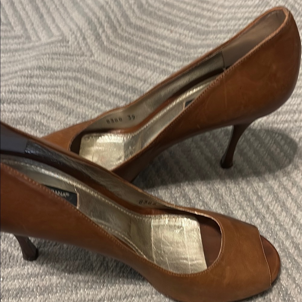 Dolce & Gabbana Brown Peep Toe Heels Size 39